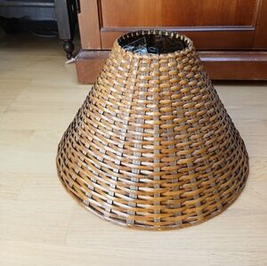 Woven Brown Tan Lampshade 9" T Approx